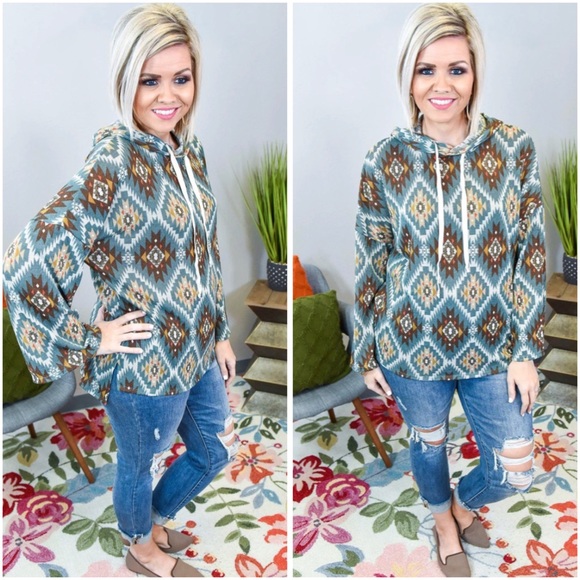 Tribal print hoodie pullover - Picture 8 of 10